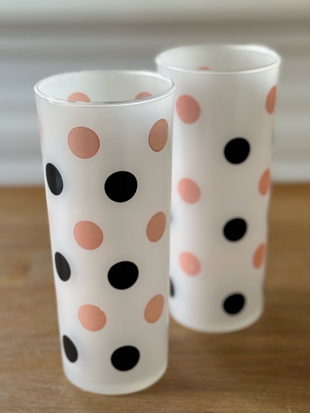 Vintage Anchor Hocking MCM Frosted Polka Dot Highball Glasses | HTF